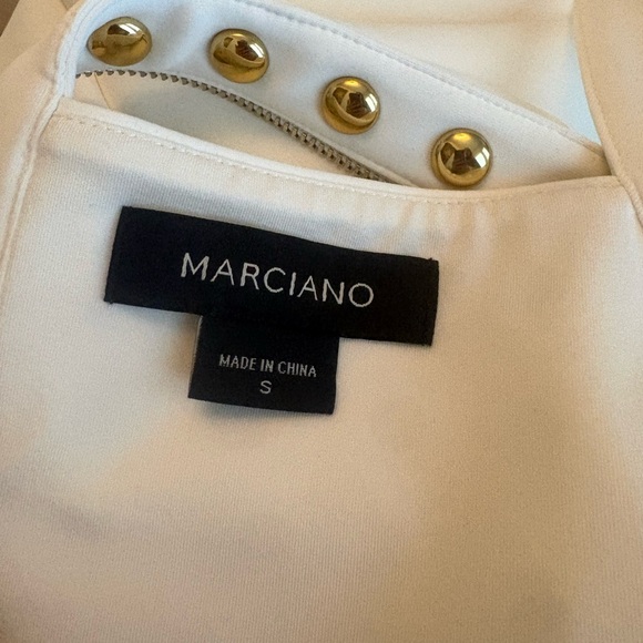Marciano White Midi Dress with Gold Accents - Picture 4 of 6